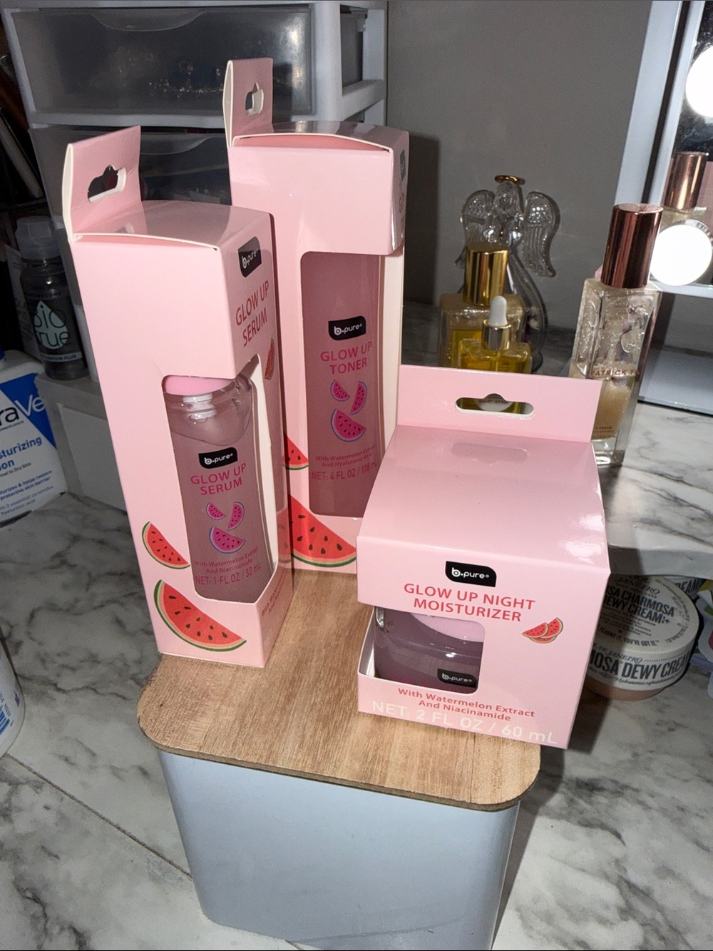 b.pure Glow Up Night Moisturizer & Serum Set — Pink Watermelon Packaging